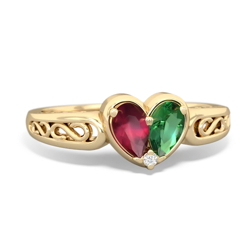 ruby-lab emerald filligree ring