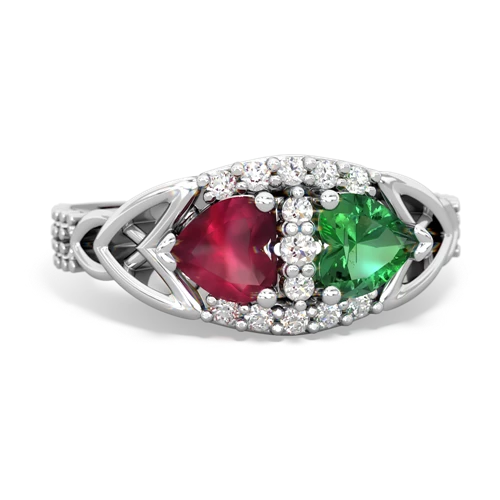 Ruby Genuine Ruby with Lab Created Emerald Celtic Knot Engagement ring Ring