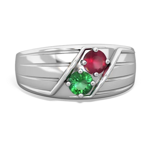 Ruby Genuine Ruby with Lab Created Emerald Art Deco Men's ring Ring