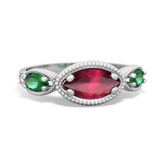 ruby-lab emerald milgrain marquise ring