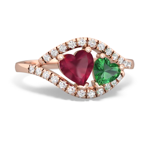 ruby-lab emerald mother child ring