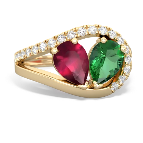 ruby-lab emerald pave heart ring