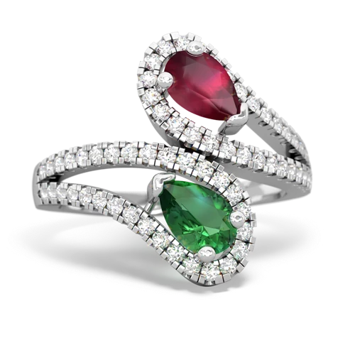 Ruby Genuine Ruby with Lab Created Emerald Diamond Dazzler ring Ring