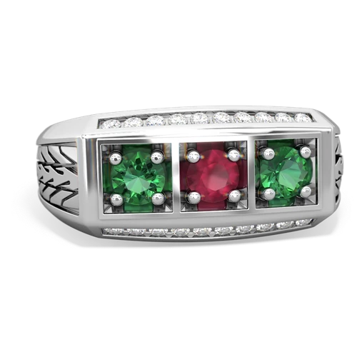 ruby-lab emerald three stone ring