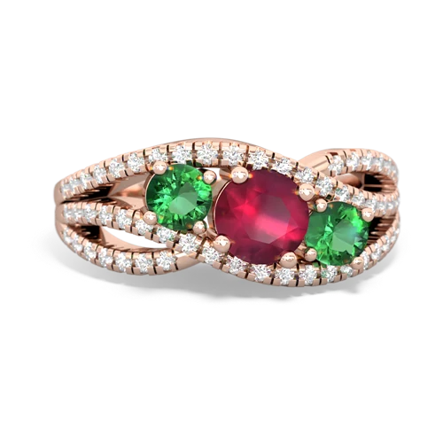 ruby-lab emerald three stone pave ring