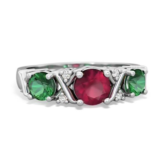 Ruby Genuine Ruby with Lab Created Emerald and  Hugs and Kisses ring Ring