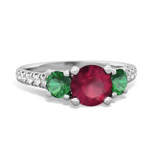 Ruby Genuine Ruby with Lab Created Emerald and  Pave Trellis ring Ring