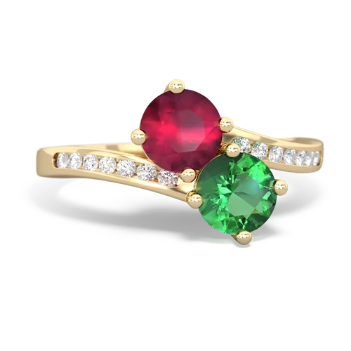 ruby-lab emerald two stone channel ring