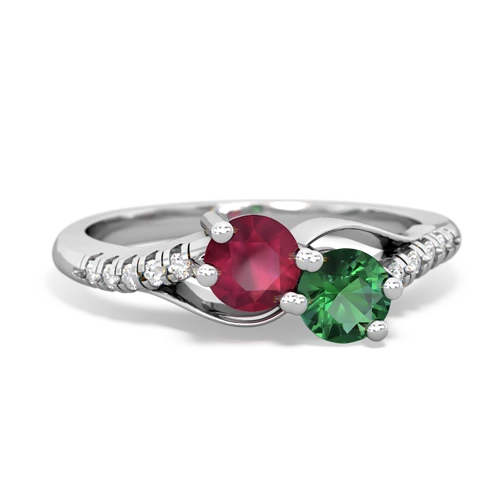 Ruby Genuine Ruby with Lab Created Emerald Two Stone Infinity ring Ring
