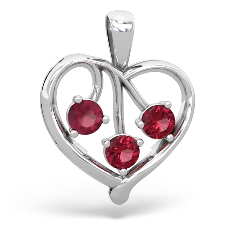 Ruby Genuine Ruby with Lab Created Ruby and Genuine Peridot Glowing Heart pendant Pendant