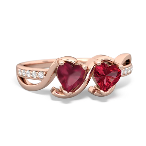 ruby-lab ruby double heart ring