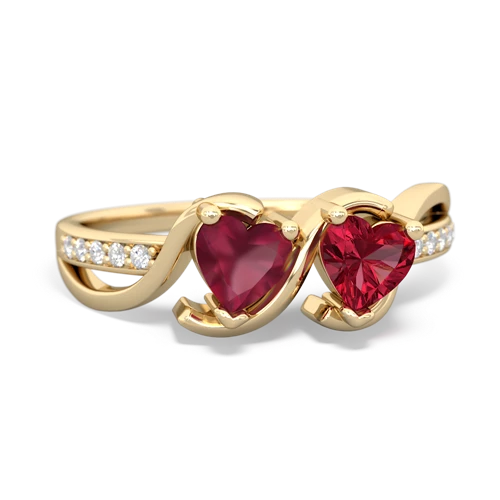 ruby-lab ruby double heart ring