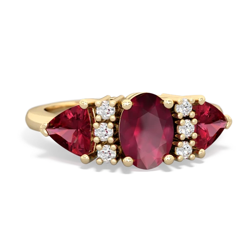 Ruby Genuine Ruby with Lab Created Ruby and Genuine Opal Antique Style Three Stone ring Ring