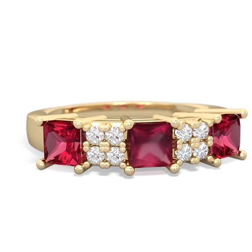 Ruby Genuine Ruby with Lab Created Ruby and Lab Created Alexandrite Three Stone ring Ring