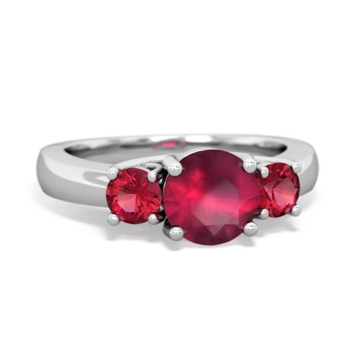 Ruby Genuine Ruby with Lab Created Ruby and Genuine Peridot Three Stone Trellis ring Ring