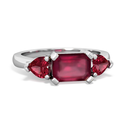 Ruby Genuine Ruby with Lab Created Ruby and Lab Created Alexandrite Three Stone ring Ring