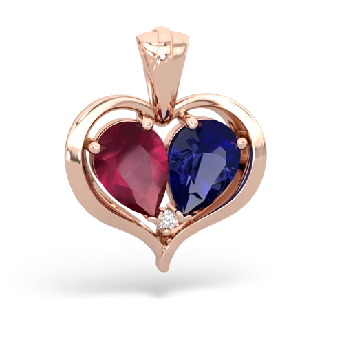 ruby-lab sapphire half heart whole pendant