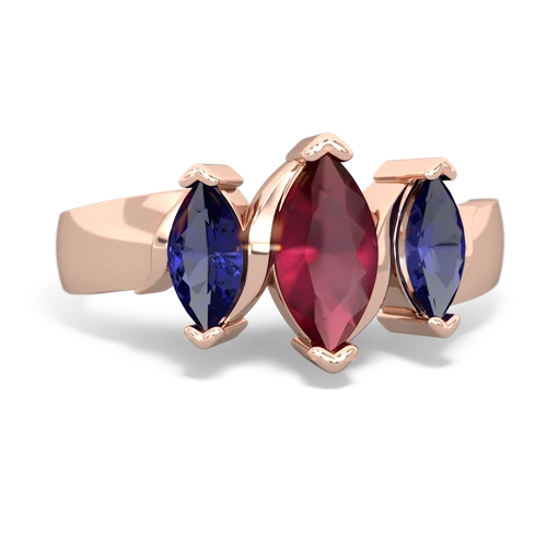 Ruby Genuine Ruby with Lab Created Sapphire and Lab Created Alexandrite Three Peeks ring Ring
