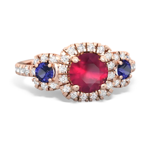 ruby-lab sapphire three stone regal ring