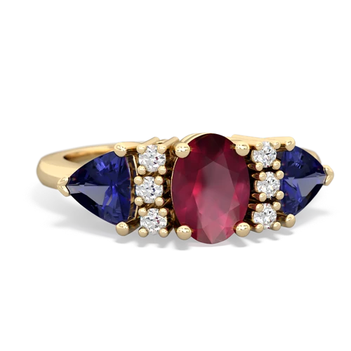 Ruby Genuine Ruby with Lab Created Sapphire and Genuine Garnet Antique Style Three Stone ring Ring