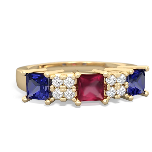 Ruby Genuine Ruby with Lab Created Sapphire and Genuine London Blue Topaz Three Stone ring Ring