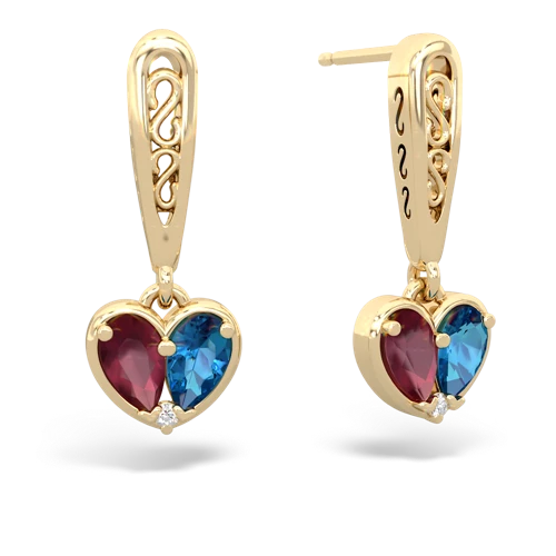 ruby-london topaz filligree earrings