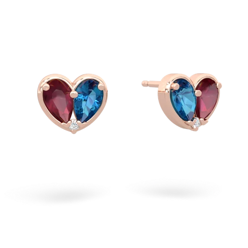 ruby-london topaz one heart earrings