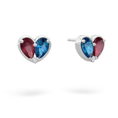 ruby-london topaz one heart earrings