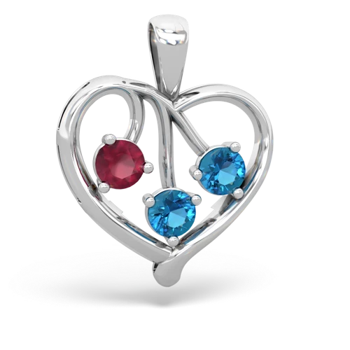 Ruby Genuine Ruby with Genuine London Blue Topaz and Genuine Citrine Glowing Heart pendant Pendant