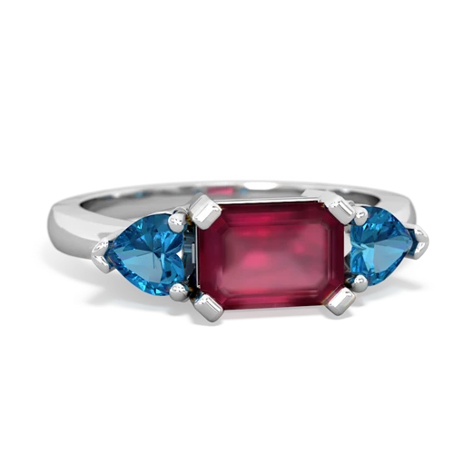 Ruby Genuine Ruby with Genuine London Blue Topaz and Genuine Citrine Three Stone ring Ring