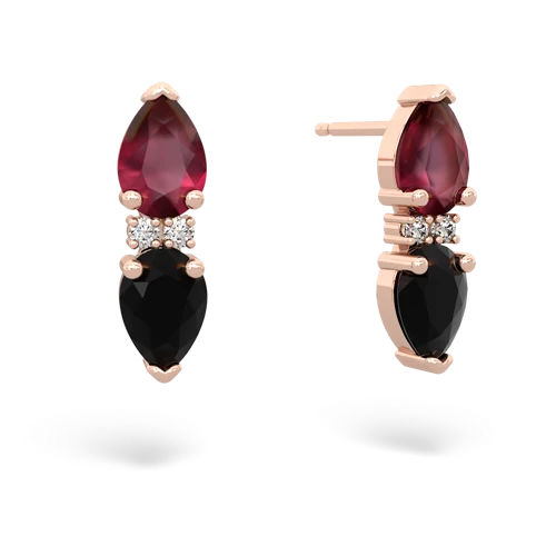 ruby-onyx bowtie earrings