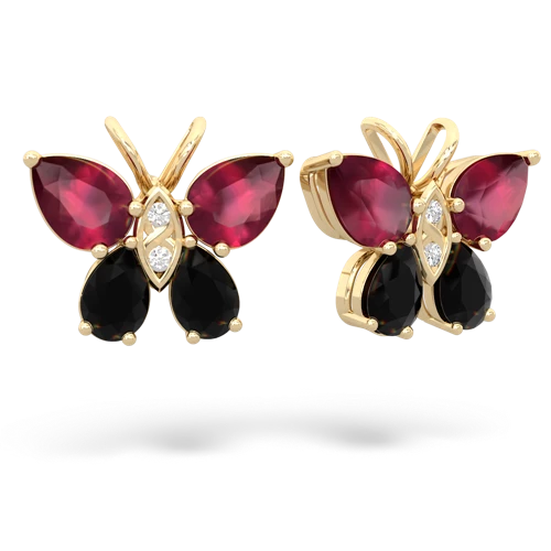 ruby-onyx butterfly earrings