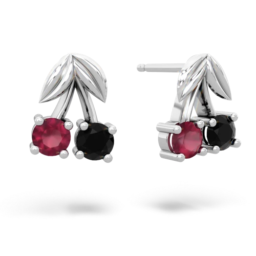 ruby-onyx cherries earrings