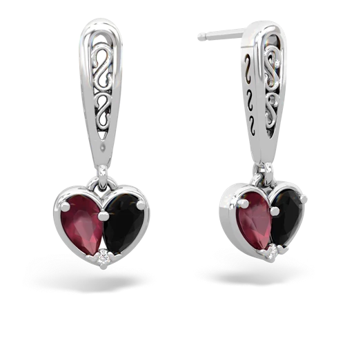 ruby-onyx filligree earrings