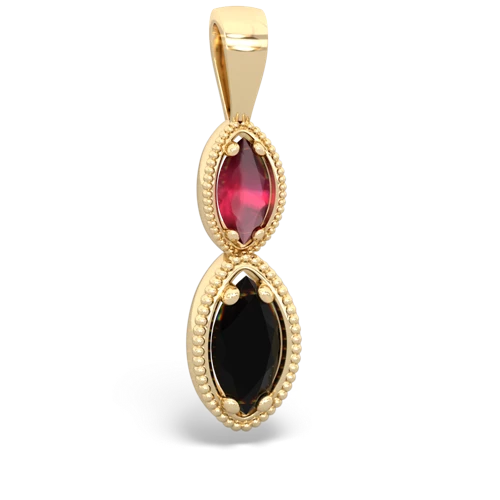 ruby-onyx antique milgrain pendant