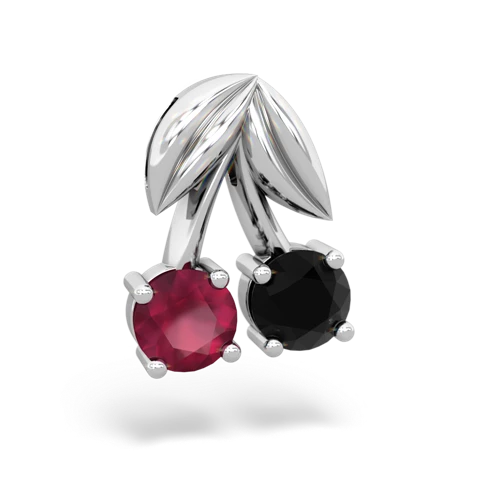 ruby-onyx cherries pendant