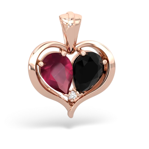 ruby-onyx half heart whole pendant