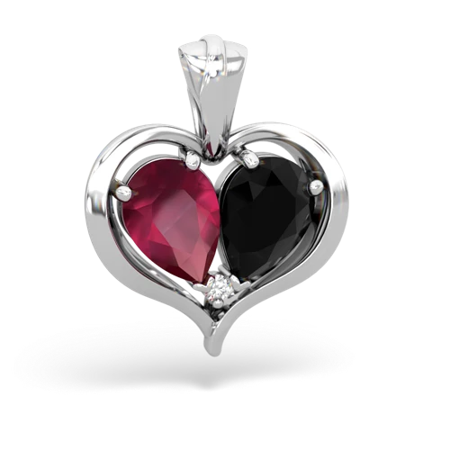ruby-onyx half heart whole pendant