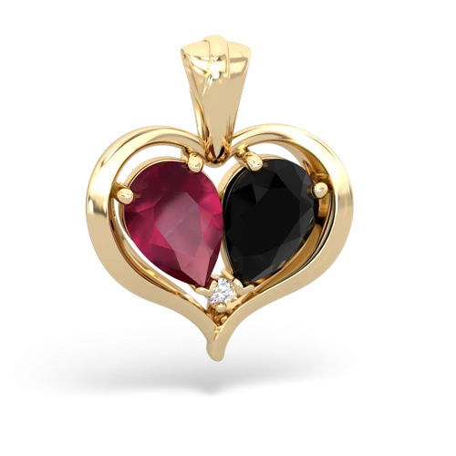 ruby-onyx half heart whole pendant