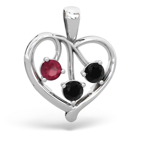 ruby-onyx love heart pendant