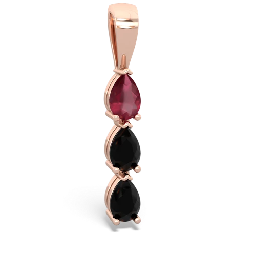 Ruby Genuine Ruby with Genuine Black Onyx and Lab Created Pink Sapphire Three Stone pendant Pendant