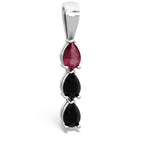 ruby-onyx three stone pendant