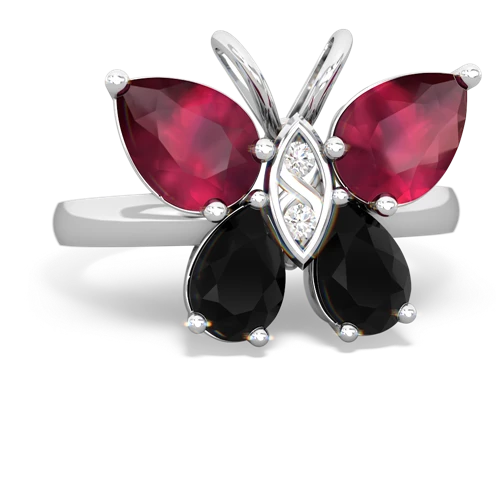 ruby-onyx butterfly ring