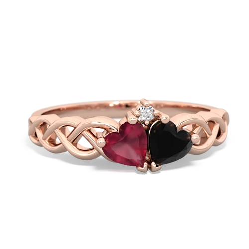 ruby-onyx celtic braid ring