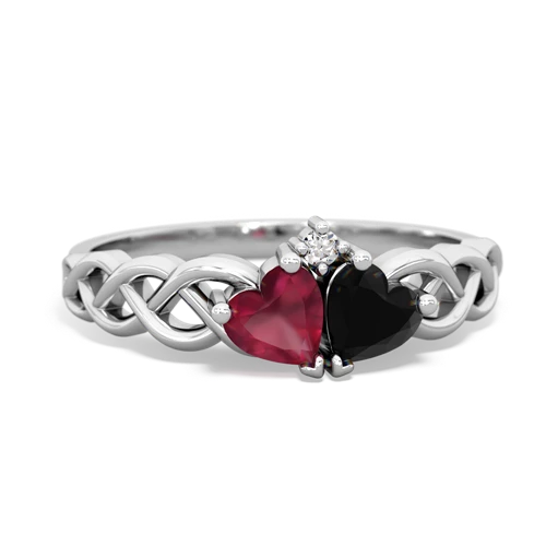 ruby-onyx celtic braid ring