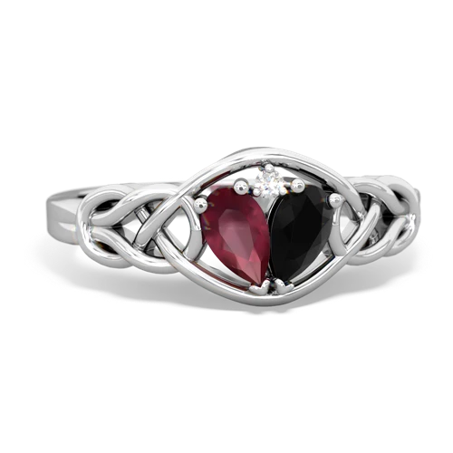 Ruby Genuine Ruby with Genuine Black Onyx Celtic Love Knot ring Ring