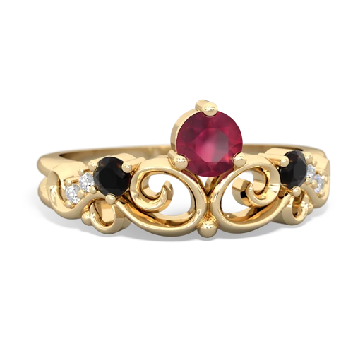 Ruby Genuine Ruby with Genuine Black Onyx and Genuine Smoky Quartz Crown Keepsake ring Ring