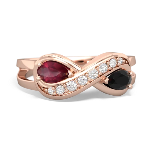 Ruby Genuine Ruby with Genuine Black Onyx Diamond Infinity ring Ring
