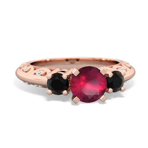 Ruby Genuine Ruby with Genuine Black Onyx Art Deco ring Ring