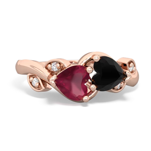 ruby-onyx floral keepsake ring